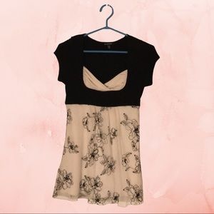 Le Chateau Black & Cream Dress Top